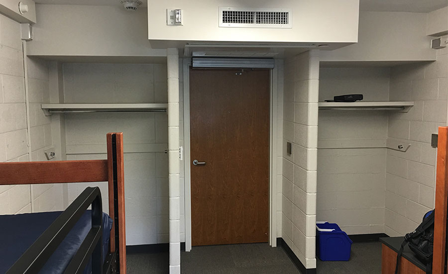 The ability to mount over the door, maximizing floor space for each dorm room