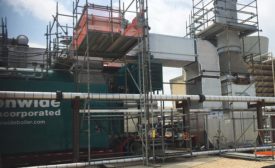 A 75,000 lb./hr. superheated steam rental boiler installed