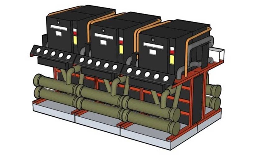 Illustration of an air-source heat recovery chiller